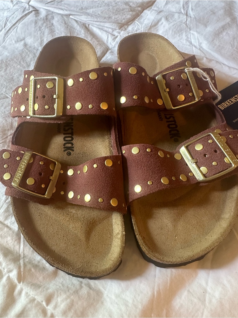 Birkenstock Studded Double-Buckle Sandals in Mauve - Picture 4 of 9